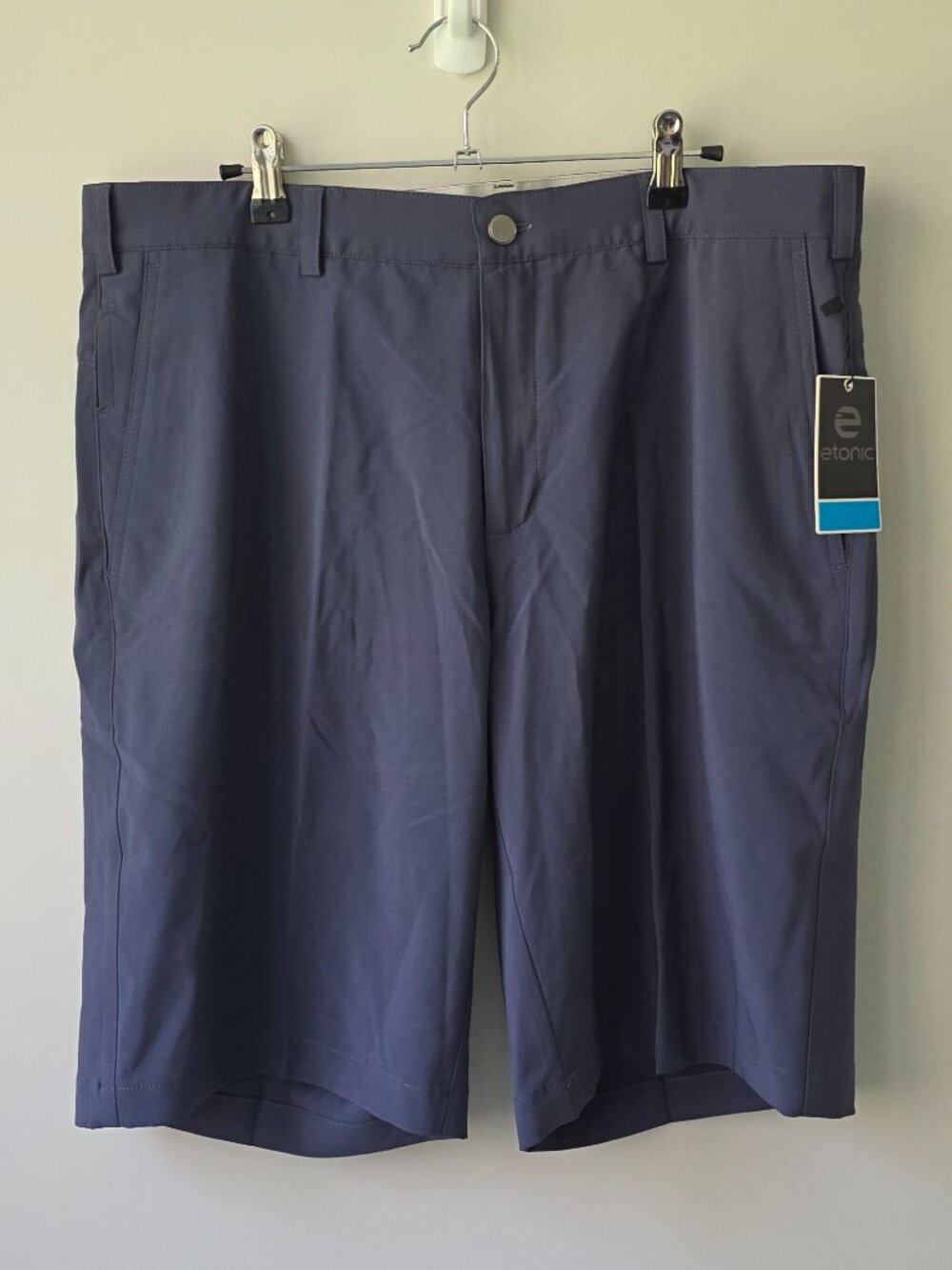 ETONIC Golf Performance Core Shorts | 34 Waist | Navy Blue Zip Fly Pockets NEW